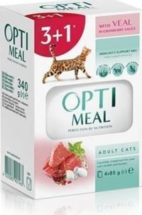 Optimeal Dana-Kızılcık Parça Etli Yaş Kedi Maması 4x85 gr