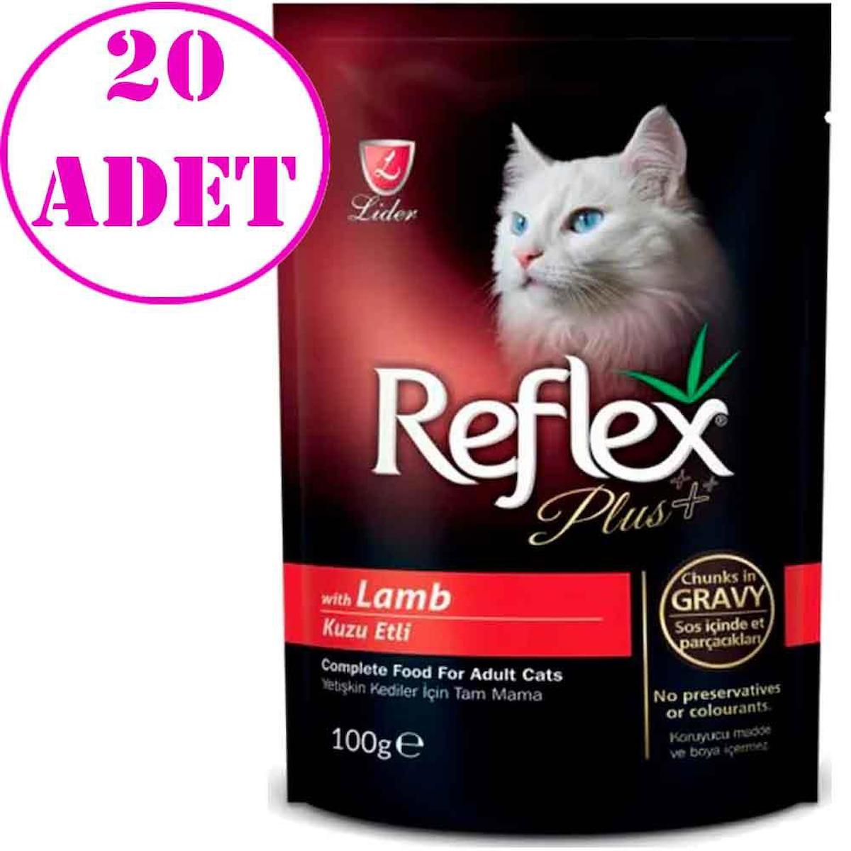 Reflex Plus Kuzu Parça Etli Yaş Kedi Maması 20x100 gr