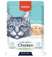 Wanpy Tavuk-Morina Balıklı Parça Etli Yaş Kedi Maması 85 gr