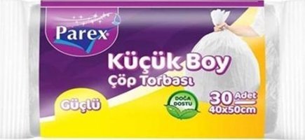 Parex Küçük Boy 40x50 cm Çöp Poşeti 30 Adet Beyaz