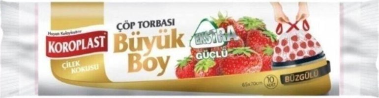 Koroplast Ekstra Güçlü Çilekli Kokulu Şeffaf Büzgülü Büyük Boy 65x70 cm Çöp Poşeti 10 Adet
