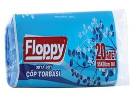 Floppy Orta Boy 55x60 cm Çöp Poşeti 20 Adet Mavi