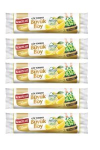 Koroplast Ekstra Güçlü Limonlu Kokulu Şeffaf Büzgülü Büyük Boy 65x70 cm Çöp Poşeti 5x10 Adet