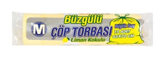Migros Limonlu Kokulu Büzgülü Büyük Boy 65x70 cm Çöp Poşeti 15 Adet