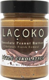 Laçoko Şeker Ilavesiz Sütlü-Çikolatalı Fıstık Ezme Krem Çikolata 320 gr