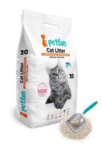 Petfan Bebek Pudrası Kokulu Topaklanan İnce Taneli Bentonit Kedi Kumu 20 lt