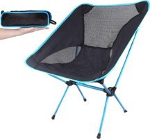 Funky Chairs Katlanır Kolsuz Siyah-Mavi Çantalı Yetişkin Kamp Sandalyesi
