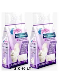 Pretty Lavanta Kokulu Topaklanan İnce Taneli Bentonit Kedi Kumu 2x10 lt