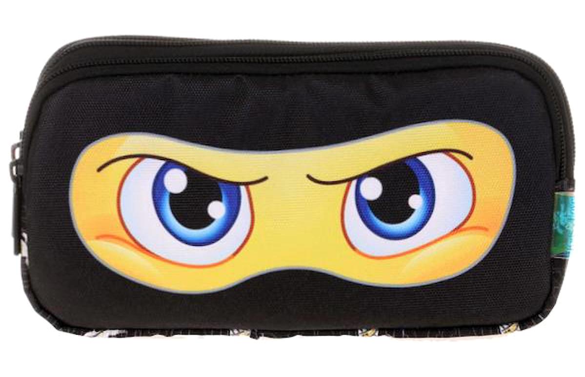 Kaukko L8129 Siyah Düz Bez Bölmeli Çift Gözlü Ninja Dikdörtgen Cüzdan Kalemlik