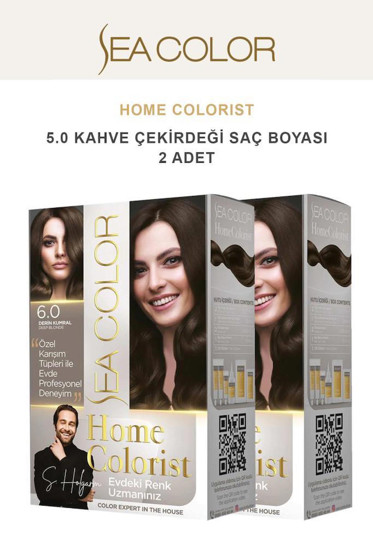 Sea Color Home Colorist 5-0 Kahve Çekirdeği Krem Saç Boyası 2x50 ml