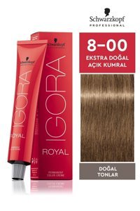 Schwarzkopf Igora Royal 8-00 Ekstra Doğal Açık Kumral Krem Saç Boyası 60 ml