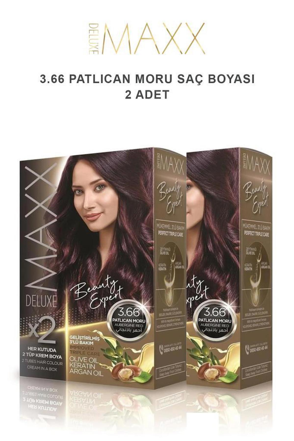 Maxx Deluxe 3-66 Patlıcan Moru Krem Saç Boyası 2x50 ml
