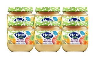 Hero Baby Laktozsuz Tahılsız Organik Karışık Meyveli Probiyotikli Kavanoz Maması 6x125 gr