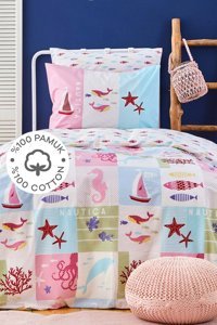 Nautica Home Kids Marine Pamuklu 160x220 cm Lastikli Baskılı Tek Kişilik Nevresim Takımı Çok Renkli