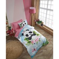 Cotton Box Pamuk 160x220 cm Lastikli Panda Tek Kişilik Nevresim Takımı Çok Renkli