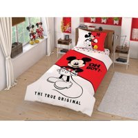 Taç Pamuk 160x220 cm Lastikli Mickey Mouse Tek Kişilik Nevresim Takımı Beyaz-Kırmızı