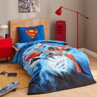 Karaca Home Pamuk 160x220 cm Lastikli Superman Tek Kişilik Nevresim Takımı Mavi