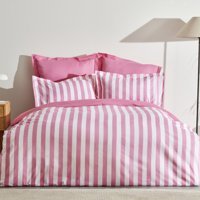 Karaca Home Brine Pamuklu 160x220 cm Lastikli Çizgili Tek Kişilik Nevresim Takımı Pembe