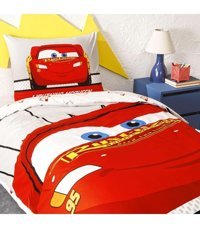 Taç Pamuk 160x220 cm Lastikli Disney Cars Tek Kişilik Nevresim Takımı Kırmızı