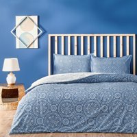 Linens Pamuk 160x220 cm Lastikli Çiçekli Tek Kişilik Nevresim Takımı Mavi