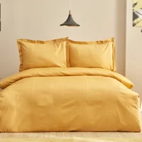 Karaca Home Pamuk 160x220 cm Lastikli Çizgili Tek Kişilik Nevresim Takımı Hardal