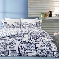Linens Allday Tuscan Pamuk-Saten 160x220 cm Lastikli Tek Kişilik Nevresim Takımı Mavi