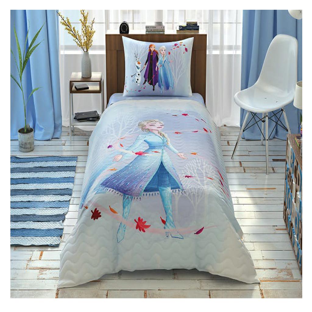 Taç Pamuklu 160x220 cm Lastikli Disney Frozen Tek Kişilik Nevresim Takımı Mavi