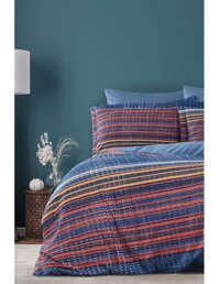 Varol Laura Home Linear Bambu 160x220 cm Lastikli Çizgili Tek Kişilik Nevresim Takımı Çok Renkli