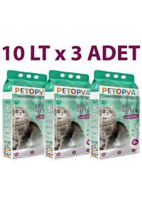 Petopya Kokusuz Topaklanan İnce Taneli Aktif Karbonlu Bentonit Kedi Kumu 3x10 lt