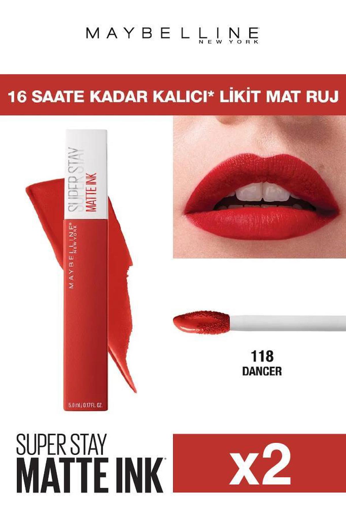 Maybelline New York Superstay Matte Ink 118 Dancer Kalıcı Mat Likit Fırçalı Ruj