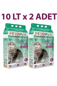 Petopya Kokusuz Topaklanan İnce Taneli Aktif Karbonlu Bentonit Kedi Kumu 2x10 lt