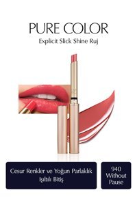 Estée Lauder Pure Color Explicit Slick Shine 940 Without Pause Işıltılı Krem Lipstick Ruj