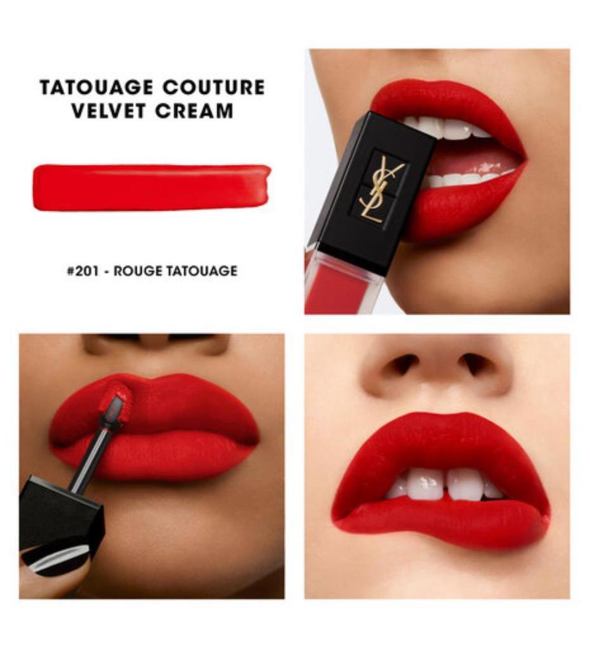 Yves Saint Laurent Tatouage Couture 201 Rouge Tatouge Kalıcı Mat Krem Lipstick Ruj