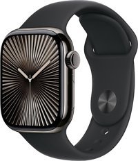 Apple Watch Series 10 GPS + Cellular WatchOS Su Geçirmez 42 mm Arduvaz Titanyum Kasa ve Siyah Kauçuk Kordon Dikdörtgen Unisex Akıllı Saat