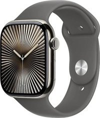 Apple Watch Series 10 GPS + Cellular WatchOS Su Geçirmez 46 mm Naturel Titanyum Kasa ve Taş Grisi Kauçuk Kordon Dikdörtgen Unisex Akıllı Saat