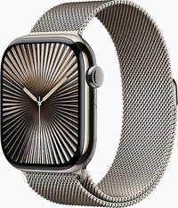 Apple Watch Series 10 GPS + Cellular WatchOS Su Geçirmez 46 mm Naturel Titanyum Kasa ve Arduvaz Milano Loop Kordon Dikdörtgen Unisex Akıllı Saat