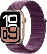 Apple Watch Series 10 GPS WatchOS Su Geçirmez 42 mm Roze Altın Alüminyum Kasa ve Kırmızı Erik Spor Loop Kordon Dikdörtgen Unisex Akıllı Saat