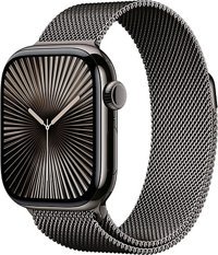 Apple Watch Series 10 GPS + Cellular WatchOS Su Geçirmez 42 mm Arduvaz Titanyum Kasa ve Arduvaz Milano Loop Kordon Dikdörtgen Unisex Akıllı Saat