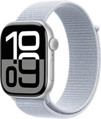 Apple Watch Series 10 GPS WatchOS Su Geçirmez 46 mm Gümüş Alüminyum Kasa ve Bulut Mavisi Spor Loop Kordon Dikdörtgen Unisex Akıllı Saat