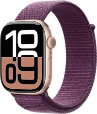 Apple Watch Series 10 GPS + Cellular WatchOS Su Geçirmez 46 mm Roze Altın Alüminyum Kasa ve Kırmızı Erik Spor Loop Kordon Dikdörtgen Unisex Akıllı Saat