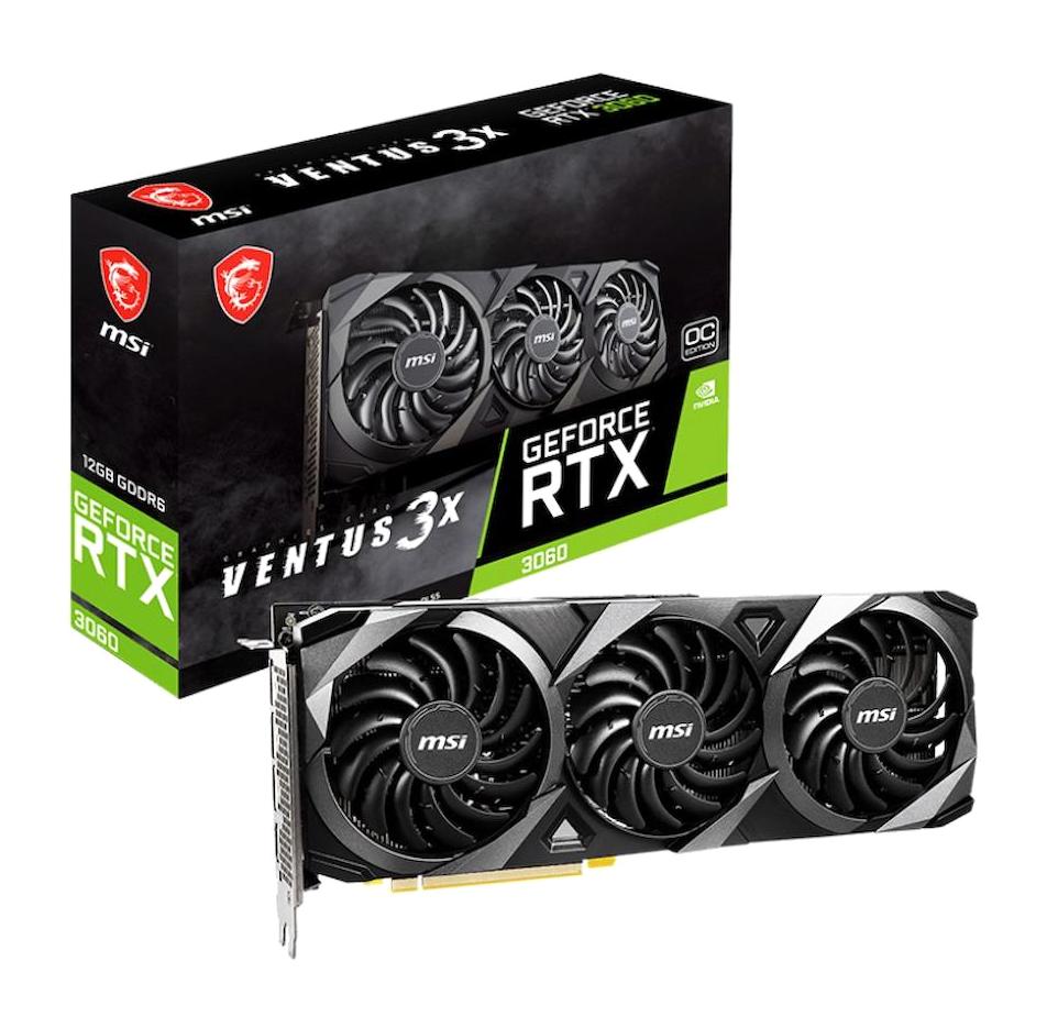 MSI Ventus 3X RTX 3060 OC 12 GB GDDR6 PCI-Express 4.0 DirectX 12 Ultimate SLI Crossfire 3 Fanlı 192 Bit Masaüstü NVIDIA Ekran Kartı