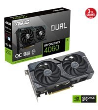Asus Dual RTX 4060 OC 8 GB GDDR6 PCI-Express 4.0 DirectX 12 Ultimate 2 Fanlı 128 Bit Masaüstü NVIDIA Ekran Kartı