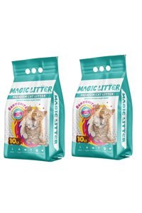 Magic Litter Marsilya Sabunu Kokulu Topaklanan İnce Taneli Bentonit Kedi Kumu 2x10 lt
