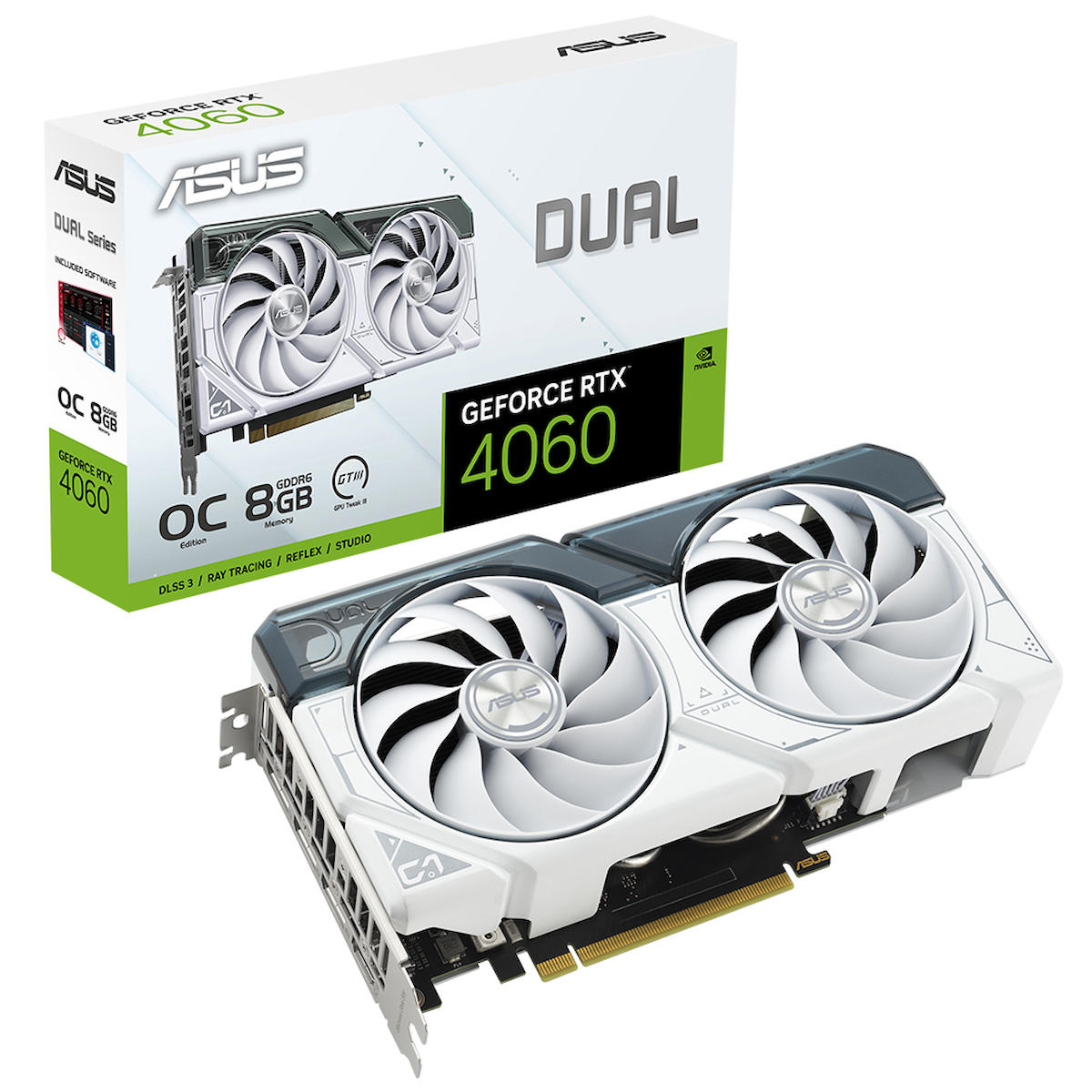 Asus Dual RTX 4060 OC WHITE 8 GB GDDR6 PCI-Express 4.0 DirectX 12 Ultimate 2 Fanlı 128 Bit Masaüstü NVIDIA Ekran Kartı
