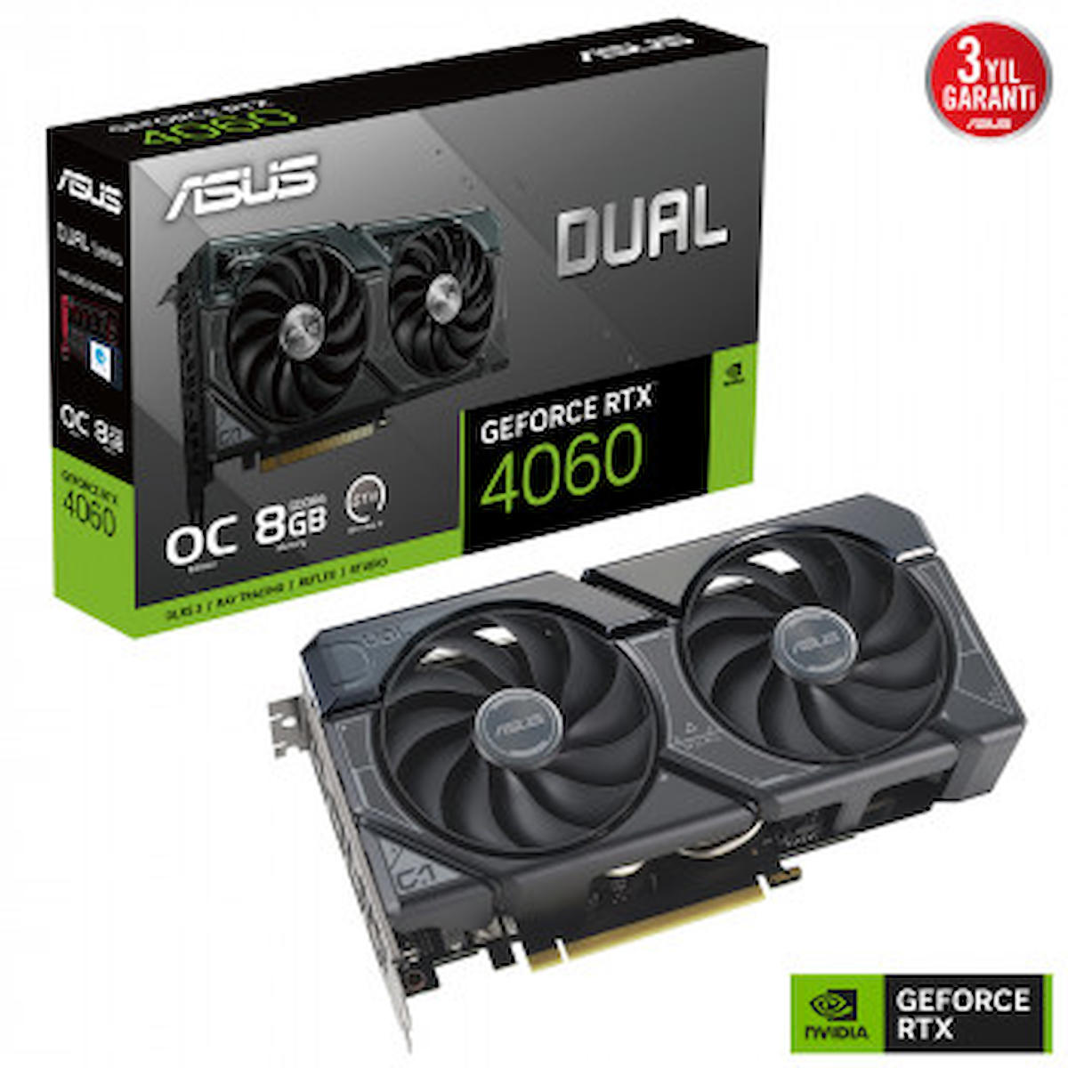 Asus Dual Evo RTX 4060 OC 8 GB GDDR6 PCI-Express 4.0 DirectX 12 Ultimate 2 Fanlı 128 Bit Masaüstü NVIDIA Ekran Kartı