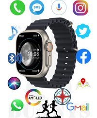 Rabbit Store Watch 8 Ultra Android GPS 49 mm Silikon Kordon Oval Unisex Akıllı Saat Koyu Mavi