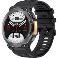 Rabbit Store Microwear Run 2 Android GPS 46 mm Silikon Kordon Yuvarlak Erkek Akıllı Saat Siyah
