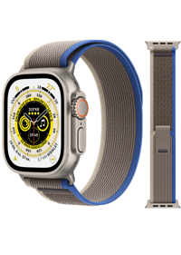 Bunnys Watch 8 Ultra Android GPS 49 mm Silikon Kordon Oval Unisex Akıllı Saat Gri - Turkuaz