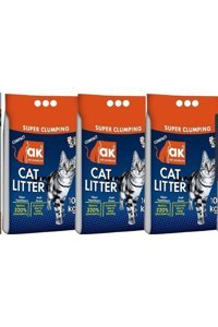 Ak Pudra Kokulu Topaklanan İnce Taneli Bentonit Kedi Kumu 3x10 lt