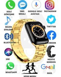 Rabbit Store Watch 8 Pro Android 45 mm Silikon Kordon Kare Unisex Akıllı Saat Altın - Siyah